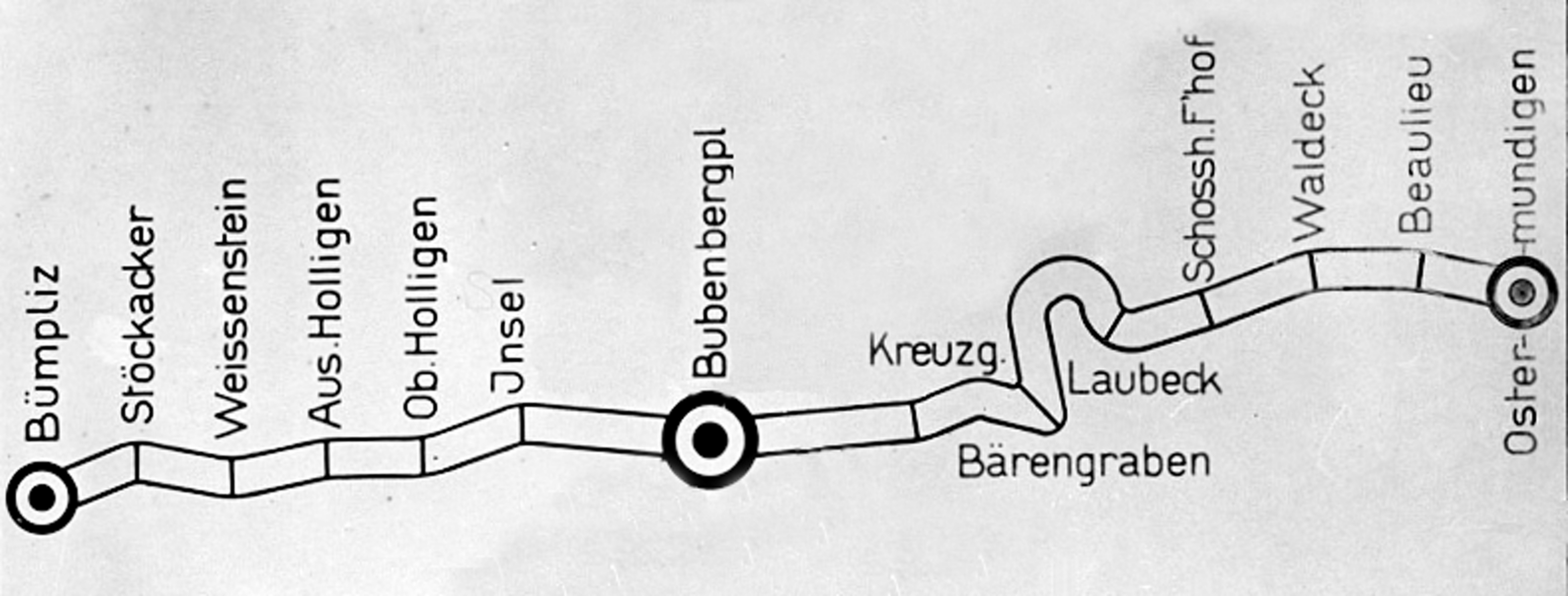 Plan der ersten Linien mit Taxgrenzen