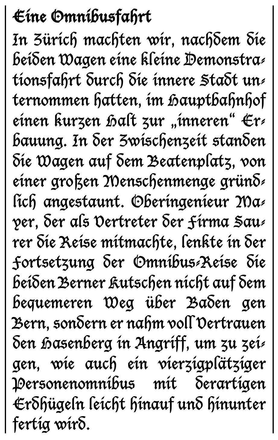 Zeitungsartikel «Eine Oldtimerfahrt»