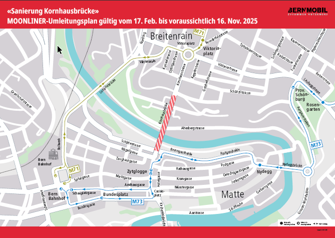 Moonliner Umleitungsplan Kornhausbrücke 1702 bis 161125